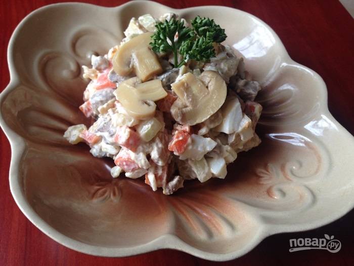 Салат «Белорусский» с печенью и грибами