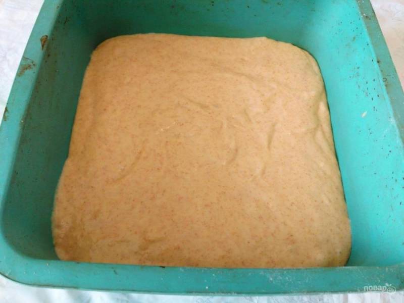 Выложите готовое тесто сметанной консистенции в подготовленную форму.