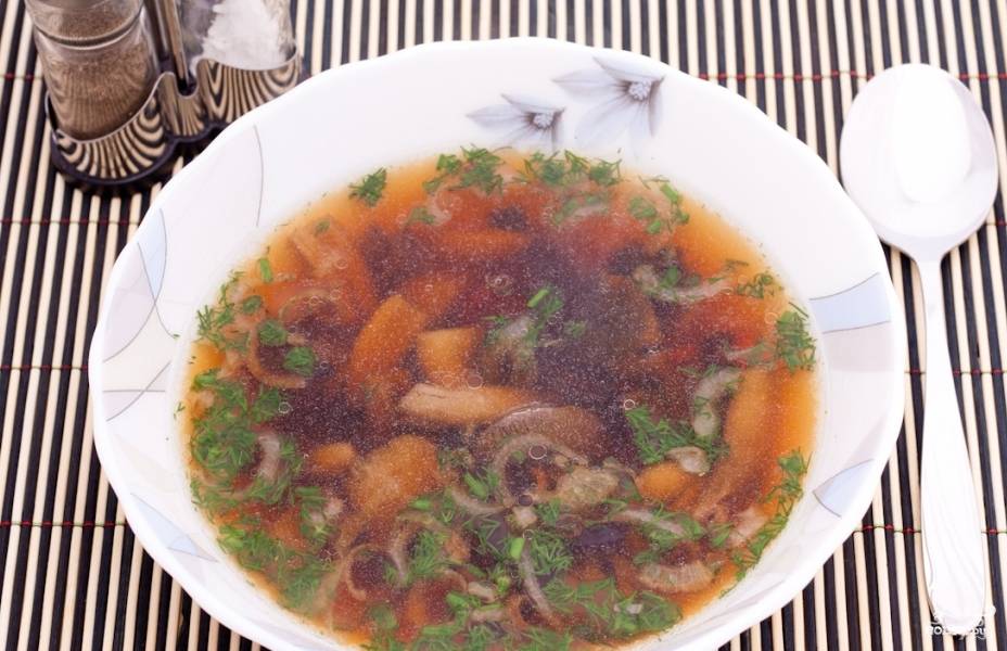 Рецепт: Грибной суп - с консервированными шампиньонами