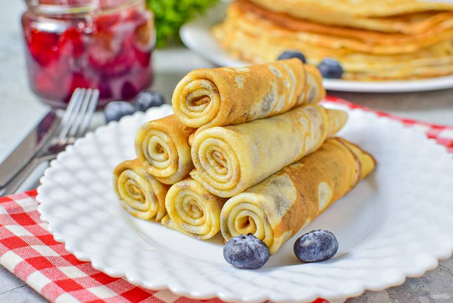 Блины на кефире с кипятком