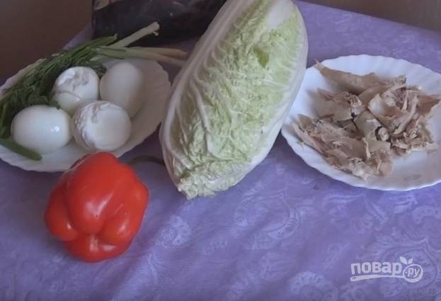 Салат с курицей, шампиньонами и пекинской капустой — рецепт с фото пошагово