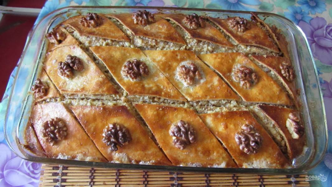 Пошаговый фото рецепт приготовления азербайджанской пахлавы с орехами