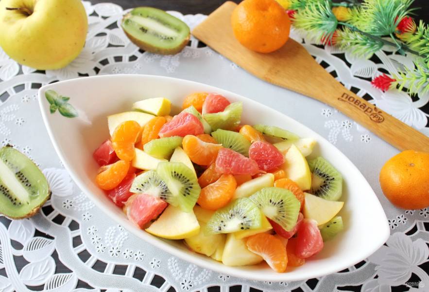 Салат фруктовый из яблок, банана и мандаринов - калорийность, состав, описание - taimyr-expo.ru