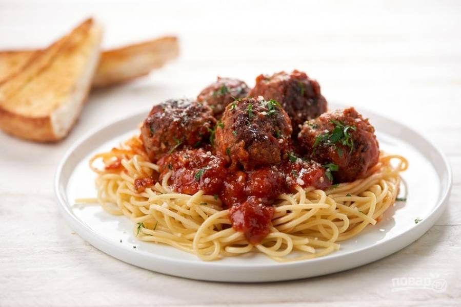 Спагетти с фрикадельками, рецепт приготовления