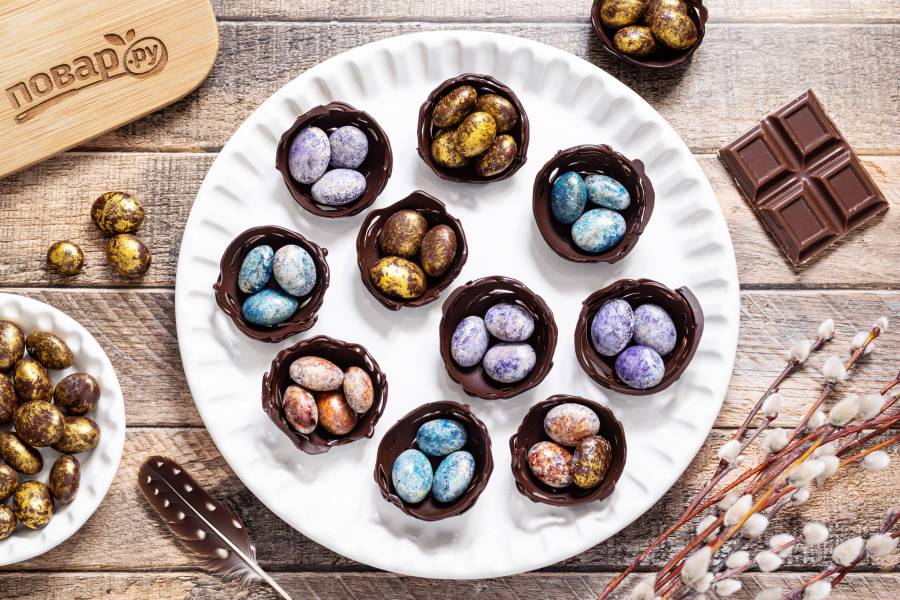 Шоколадные гнёзда на Пасху