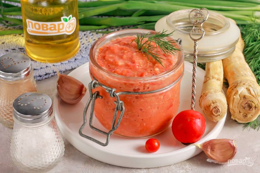 Хренодер на зиму: рецепт с помидорами и чесноком с видео и фото пошагово | Меню недели