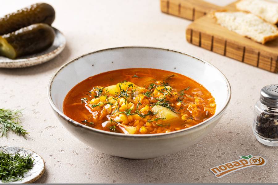 Постный гороховый суп с томатной пастой