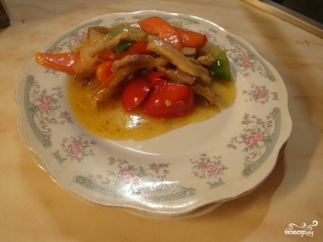 Свинина в кисло-сладком соусе с овощами