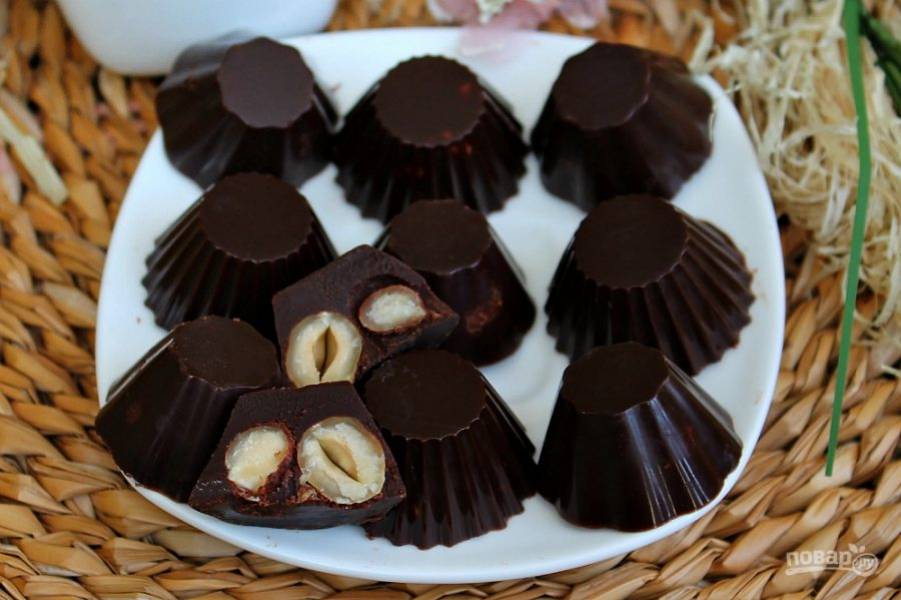 Шоколадные конфеты с орехом готовы. Угощайтесь!