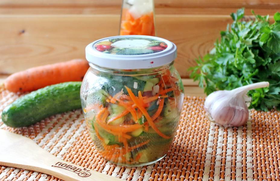 Кабачки с морковью по-корейски на зиму без стерилизации