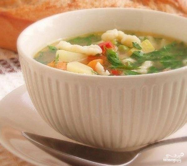 Лёгкий простой суп без мяса с сырными клецками со сливочным вкусом