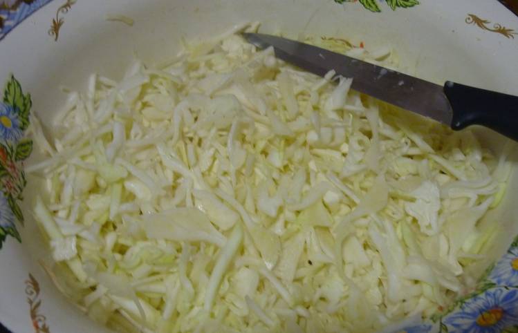 Капусту промойте и нашинкуйте.
