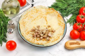 Блины с курицей и сыром - фото шаг 7