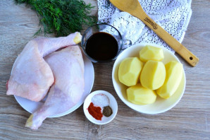 Курица с картошкой в соевом соусе в духовке - фото шаг 1
