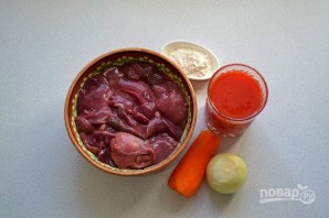 Куриная печень в томатном соусе - фото шаг 1