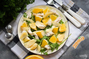 Салат из курицы с рукколой и апельсинами - фото шаг 6