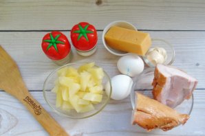 Салат с ананасами, сыром и яйцами - фото шаг 1
