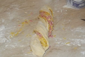 Хлеб с колбасой и сыром в хлебопечке - фото шаг 7