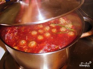 Суп с фрикадельками и томатной пастой - фото шаг 7