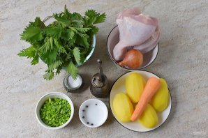 Куриный суп с крапивой - фото шаг 1