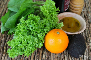 Зеленый салат с апельсинами - фото шаг 1