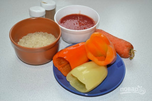 Перцы фаршированные морковью и рисом - фото шаг 1