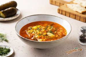 Постный гороховый суп с солеными огурчиками - фото шаг 8