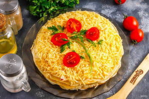 Блинный торт с помидорами и сыром - фото шаг 9