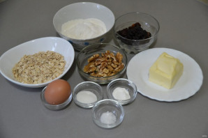 Овсяное печенье с изюмом и орехами - фото шаг 1