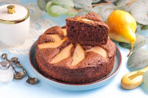 Шоколадный пирог с грушами - фото шаг 8