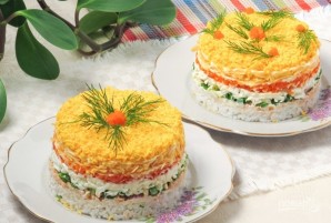 Салат "Мимоза" с рисом и сыром - фото шаг 9