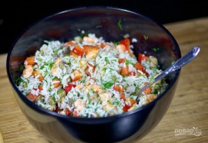 Грибной салат с креветками и рисом - фото шаг 7