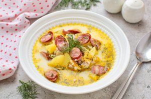 Сырный суп с копченостями - фото шаг 11