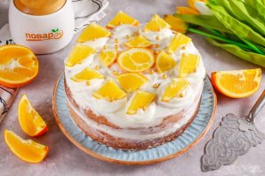 Апельсиновый торт со сметанным кремом - фото шаг 8