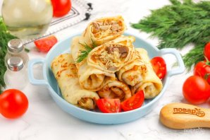 Блины с курицей и сыром - фото шаг 10