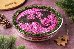 Вегетарианский салат «Селедка под шубой» на год Дракона - фото шаг 13