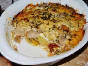 Картофель с грибами и сыром в духовке - фото шаг 6