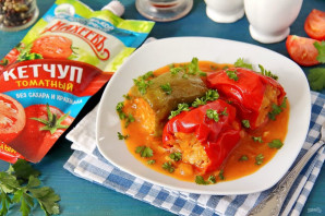 Фаршированные перцы в томатном соусе с кетчупом без сахара - фото шаг 11