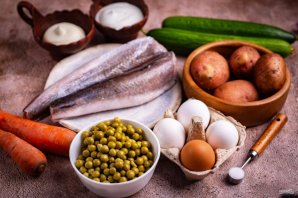 Салат "Оливье" с рыбой