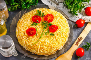 Блинный торт с помидорами и сыром - фото шаг 10