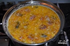Сырный суп с шампиньонами и копченостями  - фото шаг 8