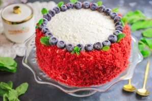 Торт "Красный бархат" с творожным кремом
