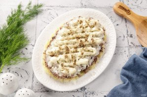 Салат Мимоза с сайрой