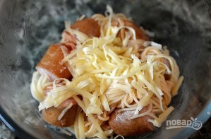 Лучший рецепт спагетти в сосисках, с сыром и кетчупом - фото шаг 6