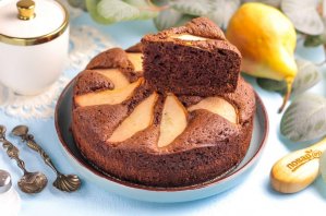 Шоколадный пирог с грушами - фото шаг 9