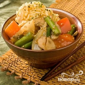 Жареные овощи с рисом - фото шаг 5