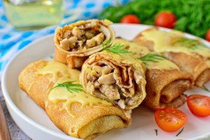 Блинчики с курицей и сыром - фото шаг 18