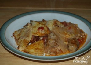 Колбасная запеканка с помидорами и фасолью - фото шаг 4