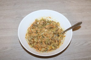 Салат из печени с горошком - фото шаг 8