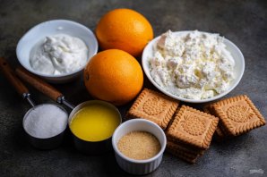 Творожный чизкейк с апельсиновым желе без выпечки - фото шаг 1